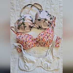 Floral and White Bikini Tops